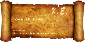 Kovalik Elek névjegykártya
